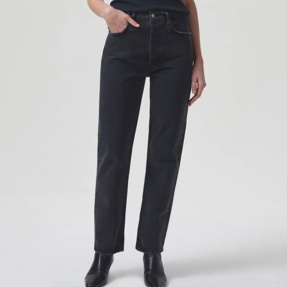 AGolde high waist straight 90’s Pinch black denim 25